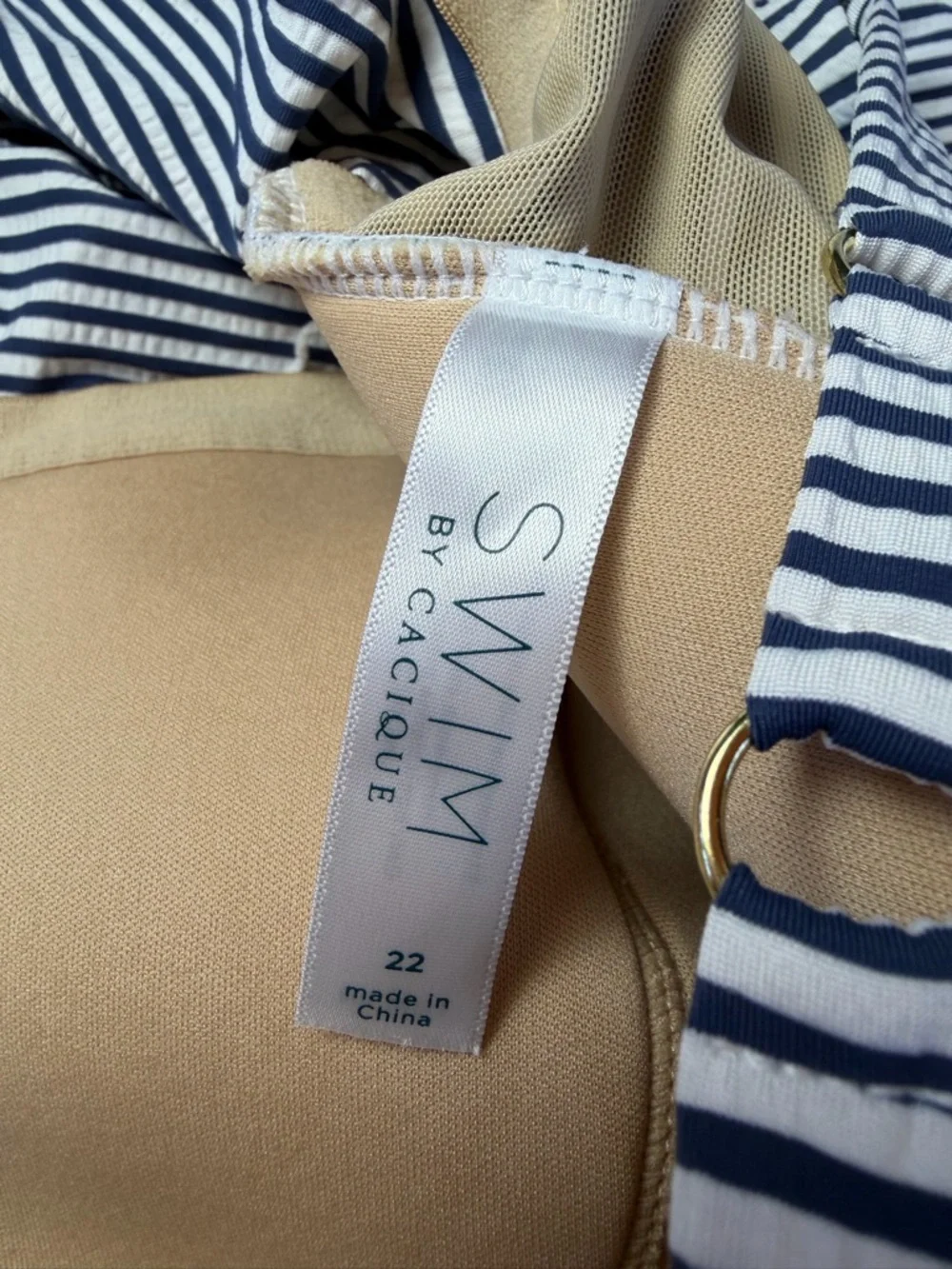 Swim by Cacique Striped Navy & White Two-Piece Skirt Set - Picture 11 of 14